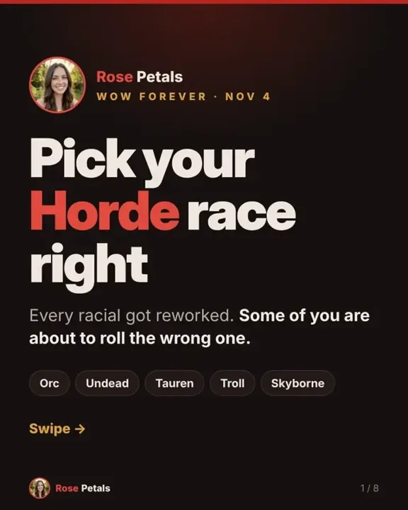 WoW Forever launches Nov 4 and every Horde racial got reworked. Don't