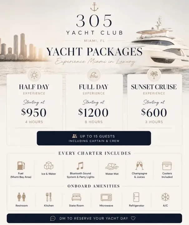 your miami summer starts here late nights on the water, champagne in h