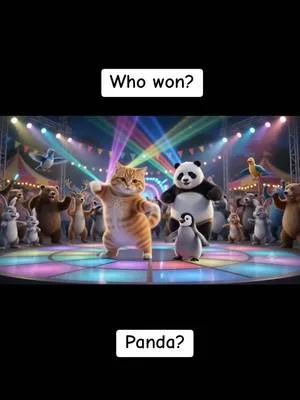 Animal dance battle. Who was the victor??? Cat, Panda, penguin??? #dan