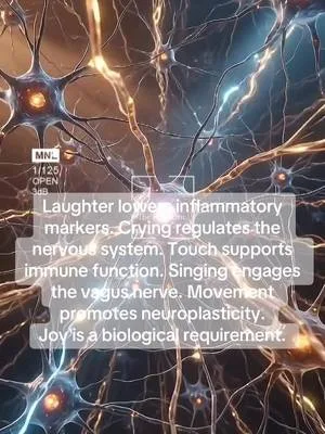 Laughter lowers inflammatory markers. Crying regulates the nervous sys
