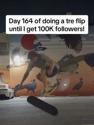 Day 164!!! Almost to 100K LOL #skateboarding #skate #treflip #kickflip