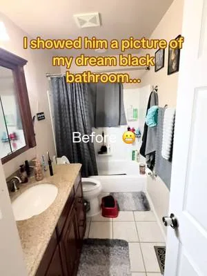 The black bathroom of my dreams, built by him. 🤌✨ What do we think?! #