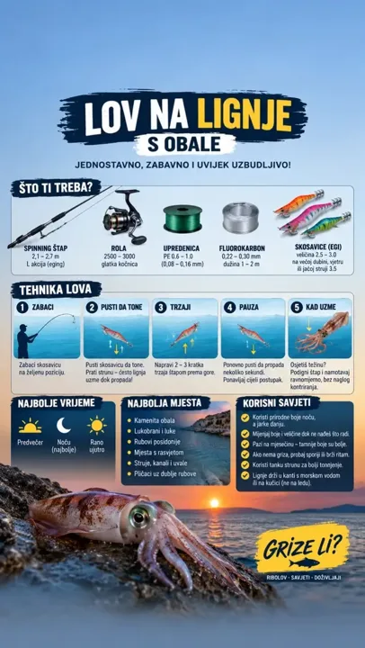 🦑 LOV NA LIGNJE S OBALE! 🎣🌊 Ne treba ti brod da bi ulovio lignju! Dobr