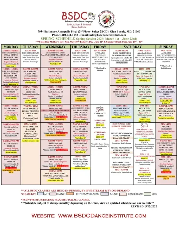 Spring into Summer is HERE at BSDC! ☀️💃🏽🔥 Our current class schedule (